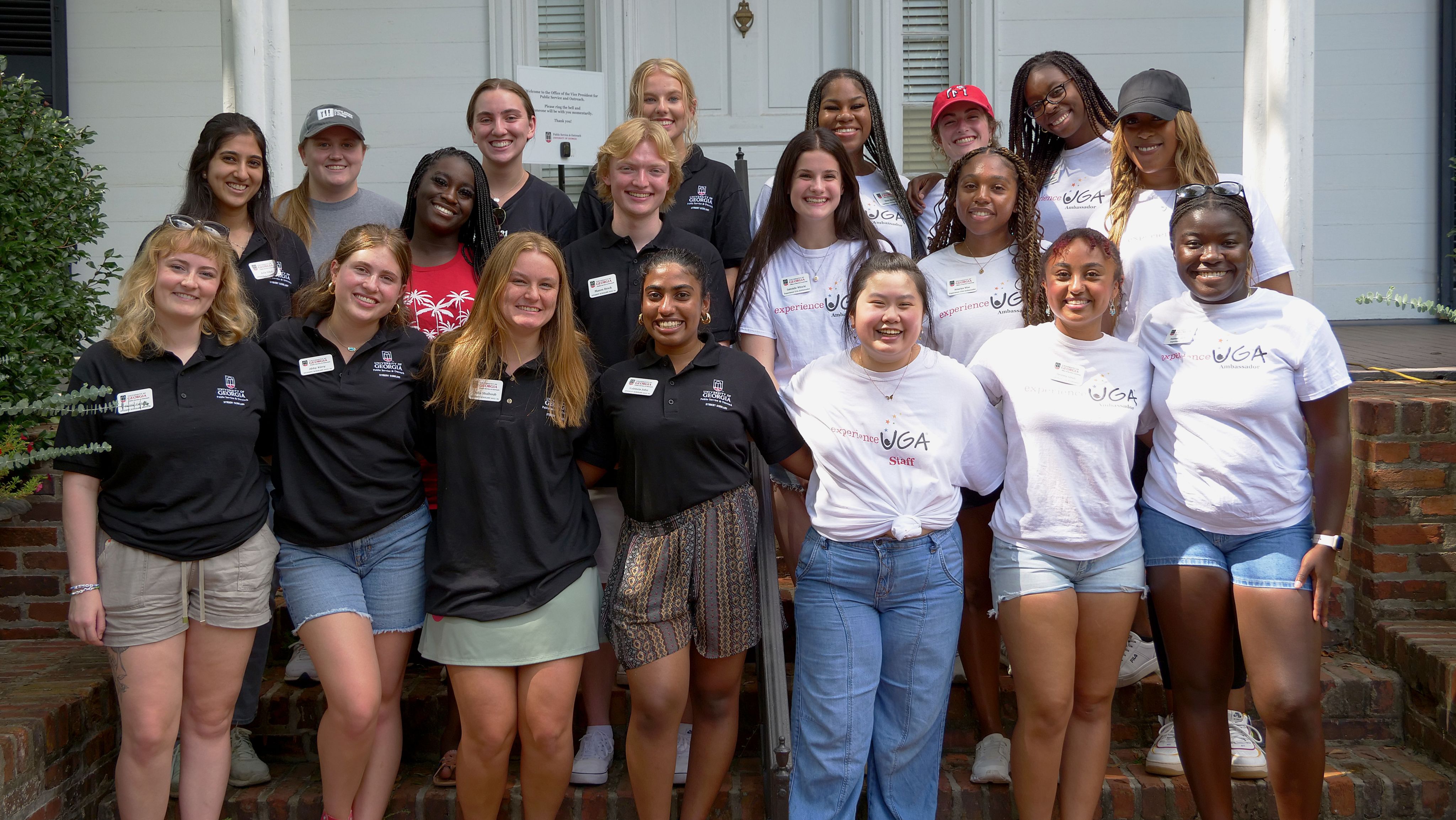 Student ambassadors with Experience UGA, Campus Kitchen, PSO Student Scholars and AmeriCorps pose for a photo.
