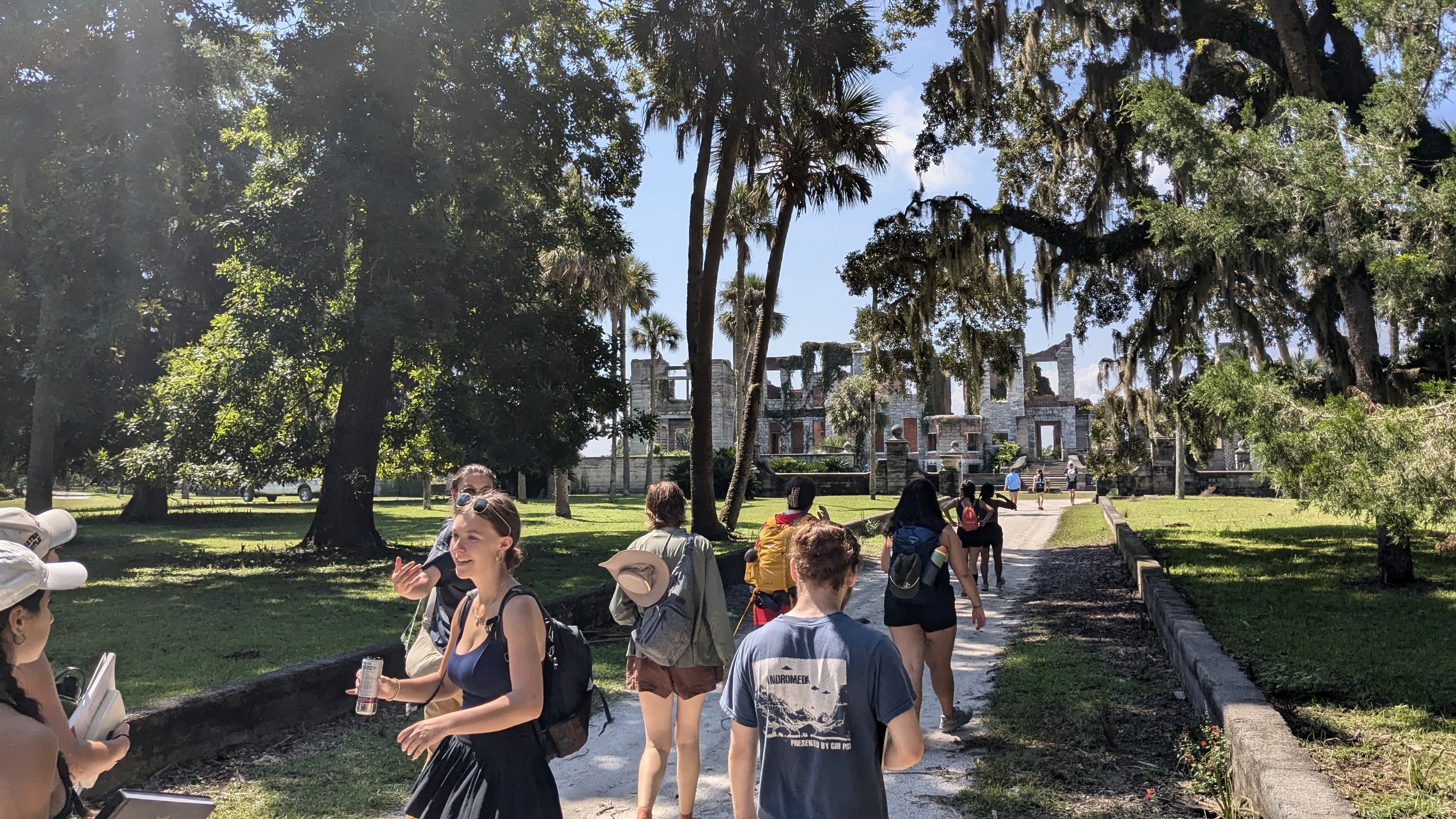 Students visit some ruins on Cumberland Island.